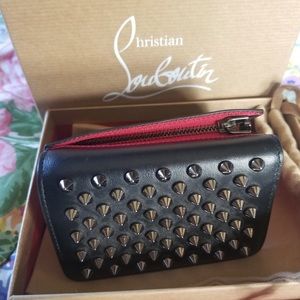 Christian Louboutin Black and Red Studded Wallet